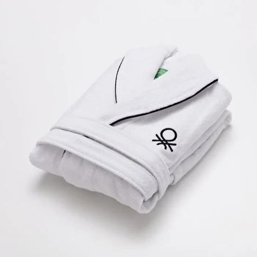 Peignoir De Bain Benetton Blanc 100 % Coton