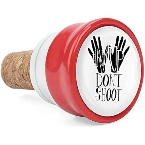 Bouchon De Bouteille De Vin - Hands Up - Céramique - Inscription « Don't Shoot » - Idéal Pour Cadeaux Et Fêtes