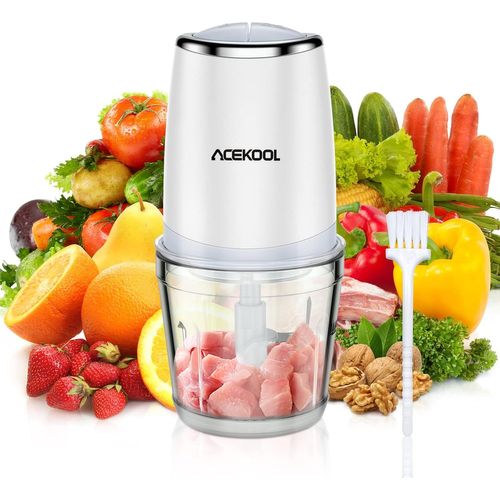 GOTHICANA BY EMPHachoir Électrique Mini Mixeur De Cuisine 2 Vitesses 600Ml 300 W Et Bol En Verre Et 4 Lames En Inox Hachoir À Viande Oignons Aliments Pour Bébés Et Les Fruits Bc7
