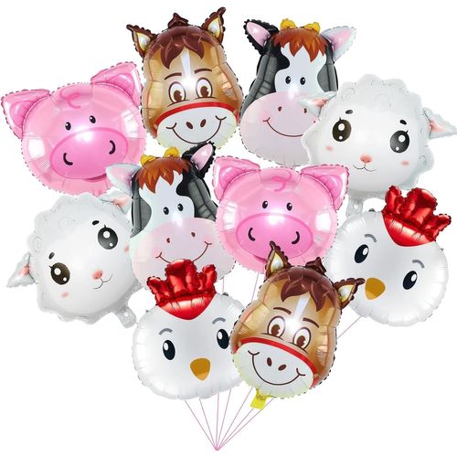 GOTHICANA BY EMPBallons Animaux De La Ferme, 10 Pièces Ballon Aluminium Helium Balon Anniversaire Animaux Mignons Enfant Pour Fête À Thème De La Ferme, Décorations De Fête, Accessoires De Photographi