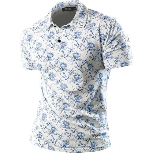 Polo De Golf À Manches Courtes Pour Homme - Motif Floral - Pour L'été - Coupe Droite - Pour Le Sport Et L'extérieur