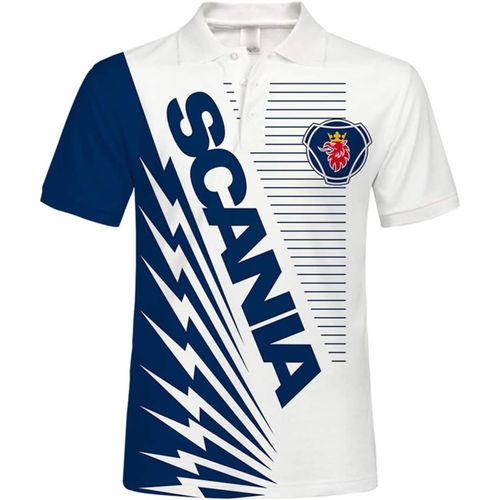 Polo D'été À Manches Courtes Avec Logo Sca-Ni.A Pour Homme Un Xe Avec Impression Numérique 3d,A,M