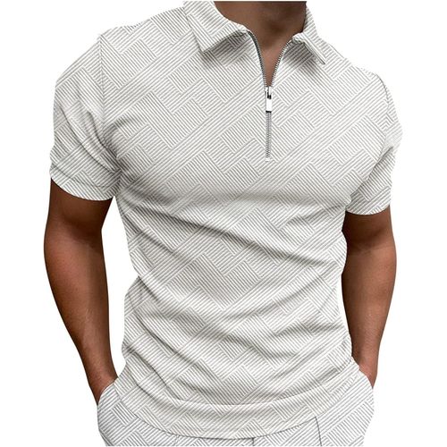 Polo Blanc Pour Homme - Avec Fermeture Éclair - Pour Le Fitness - Couleur Unie - Respirant - Stretch - Léger - Manches Courtes - Pour Le Sport, Le Golf, Le Business