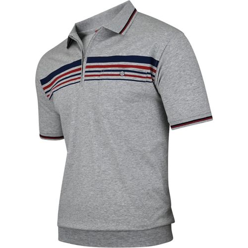 Polo À Manches Courtes Pour Homme Avec Col, Chemisier Rayé Avec Poche Poitrine En Mélange De Coton (M À 3xl), [M3] Gris, M