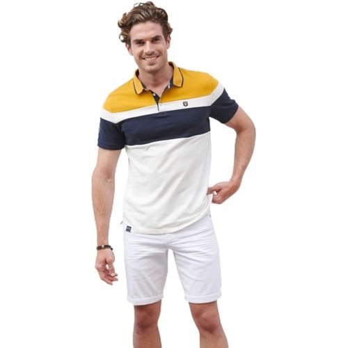 Polo À Manches Courtes Piquä Avec Ouvertures Latérales, Col Chem 100% Coton Pour Homme, Jaune, Taille 3xl