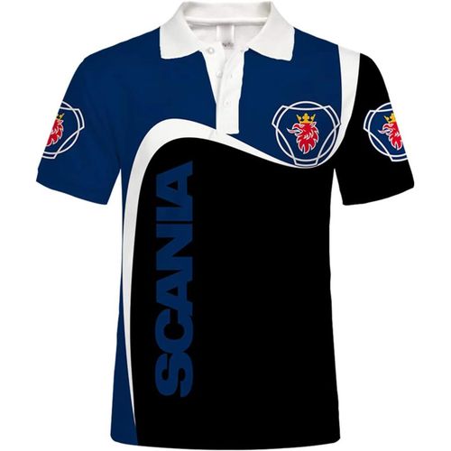 Polo D'été À Manches Courtes Avec Logo Sca-Ni.A Pour Homme Un Xe Avec Impression Numérique 3d,B,L
