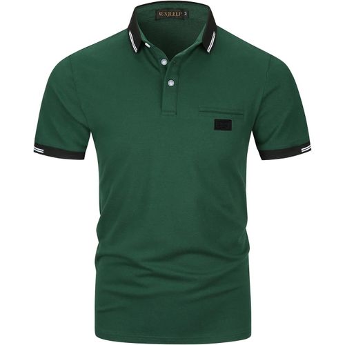 Polo À Poche Pour Hommes Chem À Manches Courtes Col À Carreaux Chic Chem De Travail Uniformes