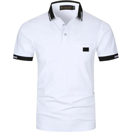 Polo À Poche Pour Hommes Chem À Manches Courtes Col À Carreaux Chic Chem De Travail Uniformes