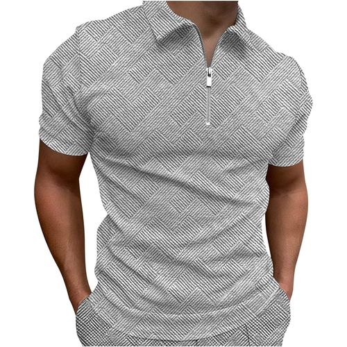 Polo Blanc Pour Homme - Avec Fermeture Éclair - Pour Le Fitness - Couleur Unie - Respirant - Stretch - Léger - Manches Courtes - Pour Le Sport, Le Golf, Le Business
