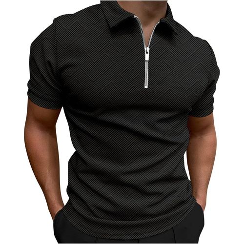 Polo Blanc Pour Homme - Avec Fermeture Éclair - Pour Le Fitness - Couleur Unie - Respirant - Stretch - Léger - Manches Courtes - Pour Le Sport, Le Golf, Le Business