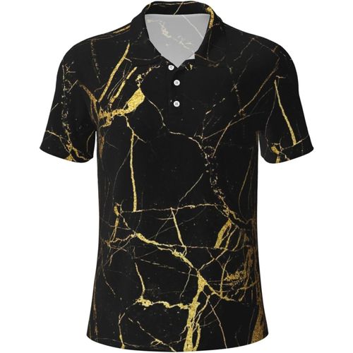 Polo Élégant À Manches Courtes Pour Homme Avec Texture Marbrée Dorée Et Col À Séchage Rapide