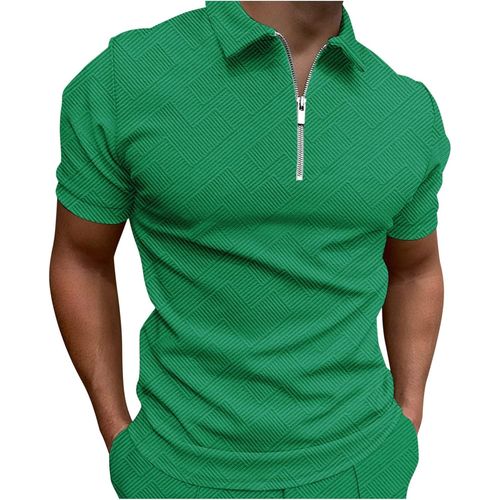 Polo Blanc Pour Homme - Avec Fermeture Éclair - Pour Le Fitness - Couleur Unie - Respirant - Stretch - Léger - Manches Courtes - Pour Le Sport, Le Golf, Le Business