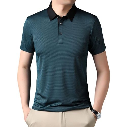 Polo À Manches Courtes Homme - Chem De Polo De Golf Respirante Et Confortable À Séchage Rapide, Haut Décontracté D'été À Revers Patchwork À Rayures Classiques, Comme Indiqué, M