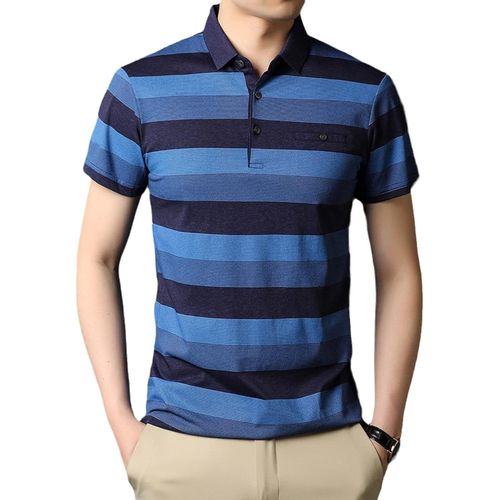 Polo À Manches Courtes Homme - Chem De Golf De Travail Décontractée À Revers Rayé D'été Avec Bouton, Cadeau De Fête Des Pères Confortable Et Respirant, Comme Indiqué, M