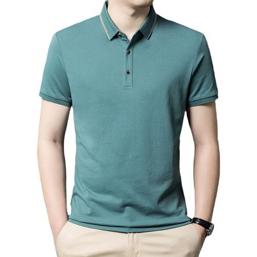 Polo À Manches Courtes Homme - Polos De Golf D'été En Coton À Coupe Régulière, Revers Rayé, Couleur Unie, Pull Décontracté, Haut De Chem , Comme Indiqué, M