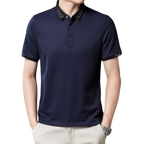 Polo À Manches Courtes Homme - Gaufre Été Mince Revers Avec Chem À Boutons, Polos Légers Décontractés D'affaires Pour Cadeau De Fête Des Pères, Comme Indiqué, M