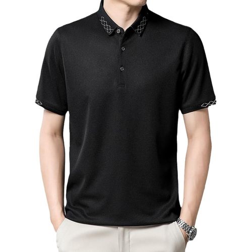 Polo À Manches Courtes Homme - Waffle Summer Revers Mince Avec Chem À Boutons, Polos Business Casual Légers Et Respirants Pour Hommes,Comme Montré,M