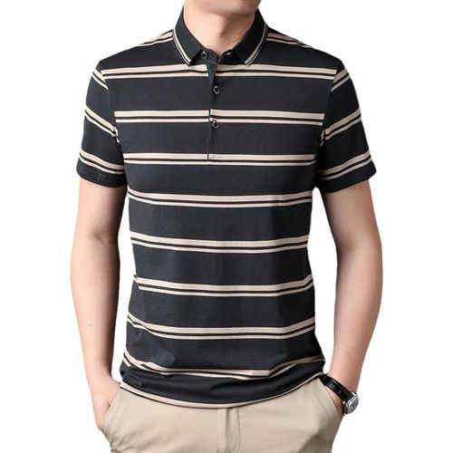 Polo À Manches Courtes Homme - Chem Légère De Polos De Golf Respirant À Rayures Colorblock, Cadeau De Fête Des Pères Aily Top Décontracté En Coton D'été, Comme Indiqué, M