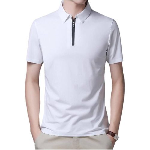 Polo À Manches Courtes Homme - Polos De Golf Respirants Et Confortables, Chem Légère, Couleur Unie D'été, Revers, Fermeture À Glissière, Tendance Décontractée, Comme Indiqué, M