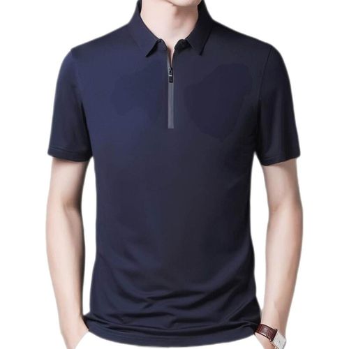 Polo À Manches Courtes Homme - Chem Légère De Polos De Golf Respirants Confortables, Haut Décontracté D'affaires De Revers De Couleur Unie Pour Le Cadeau De Fête Des Pères, Comme Montré,