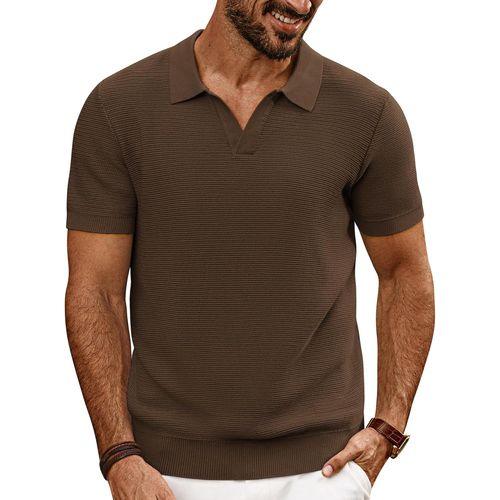 Polo À Manches Courtes En Tricot Pour Homme - Col En V