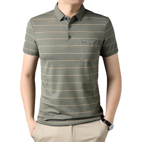 Polo À Manches Courtes Homme - Polos Respirants À Rayures Classiques, Hauts De Golf De Travail Décontractés D'affaires À Séchage Rapide D'été Avec Poche,Comme Montré,M