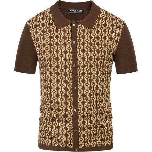 Polo À Manches Courtes Pour Homme - Style Années 70 - Style Vintage Contrasté