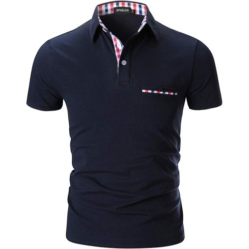Polo Homme Manches Courtes Lattice Couleur Contrastée Elégante Tennis Shirts