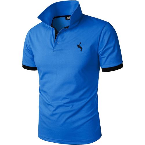 Polo Classique Hommes Manches Courtes Chem S Casual Été Tops, Bleu, S