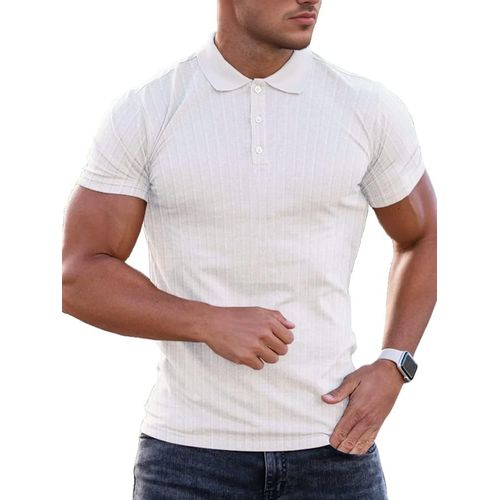 Polo Homme Manches Longues/Courtes Slim Fit Coton De Extensible Muscle Golf Tops