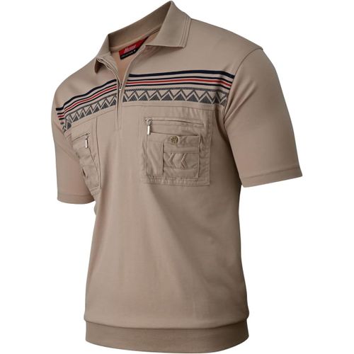 Polo À Manches Courtes Pour Homme Avec Col, Blouson Rayé Avec Poche De Poitrine En Mélange De Coton (De M À 3xl), [M4] Bordeaux.
