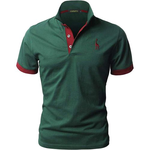 Polo Homme Manches Courtes Couleurs Contraste Poche Coton Casual Tops S-Xxl (L, Vert)