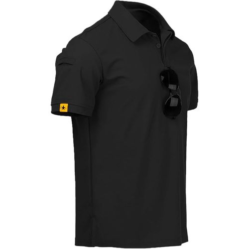 Polo À Manches Courtes Pour Homme - Polo De Loisirs Uni - Polo D'été Respirant Avec Col Et Boutonnière, Noir , 3xl