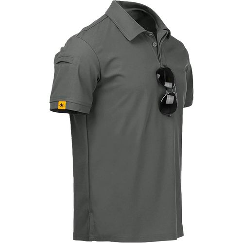 Polo À Manches Courtes Pour Homme - Polo De Loisirs Uni - Polo D'été Respirant Avec Col Et Boutonnière, Gris Foncé, M