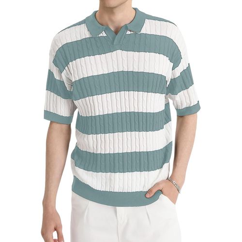 Polo À Col En V Pour Homme - Coupe Ajustée - Manches Courtes - Couleurs Contrastées - En Coton Doux - Pour Le Travail, Les Affaires Et Les Oc Ns Décontractées