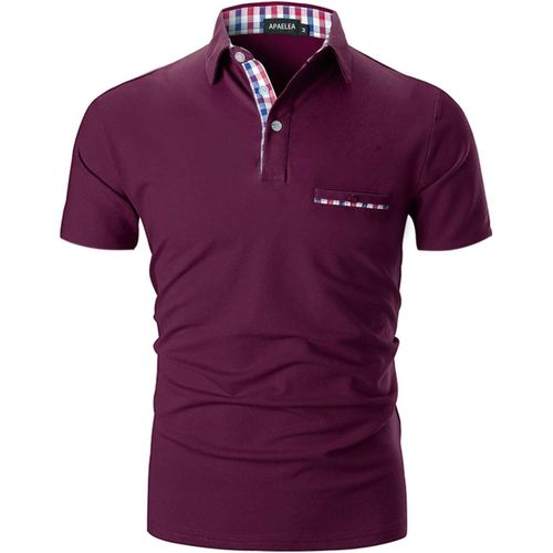 Polo Homme Manches Courtes Lattice Couleur Contrastée Elégante Tennis Shirts