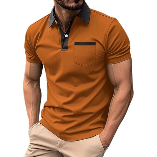 Polo Pour Homme - Polo À Manches Courtes Couleur Unie Revers Polos Longues Top Shirt Avec Poche Léger Col Décontracté Casual Ete Tee Shirt Pour La Plage, La Gym
