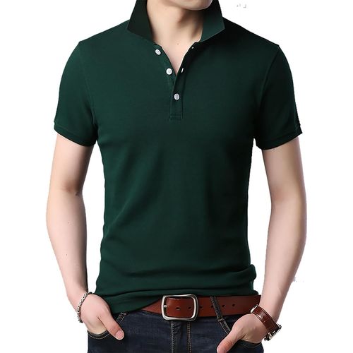 Polo Piqué En Coton Mélangé Coupe Régulière Pour Hommes, Polos D'affaires Décontractés À Manches Courtes