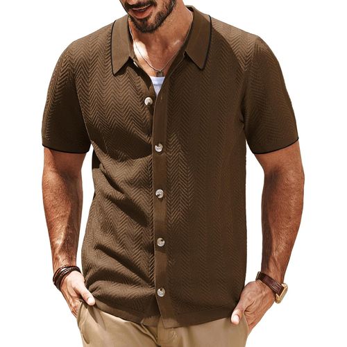 Polo En Tricot À Manches Courtes Pour Homme - Polo Vintage Boutonné