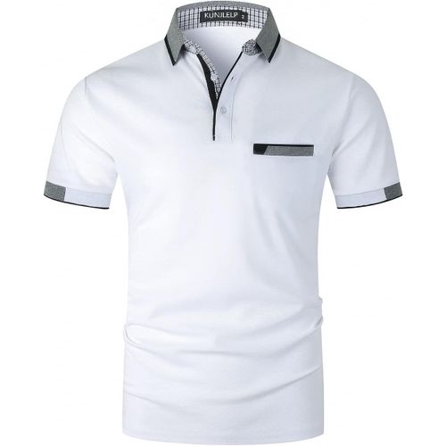 Polo À Poche Pour Hommes Chem À Manches Courtes Col À Carreaux Chic Chem De Travail Uniformes