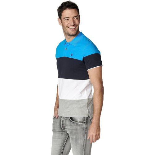Polo À Manches Courtes En Coton Rayé Bleu Pour Hommes, Bleu, Taille S