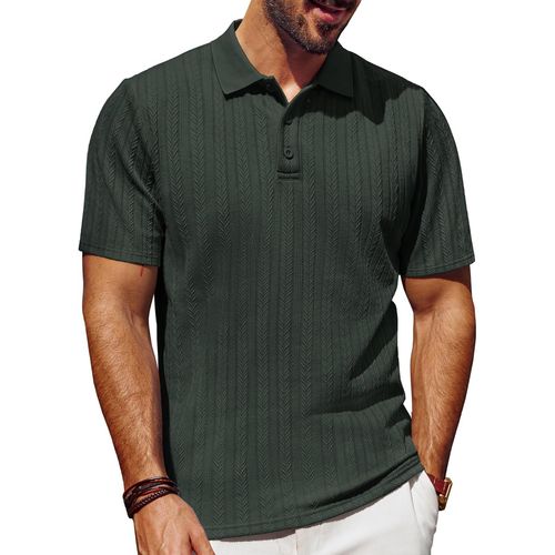 Polo À Manches Courtes Pour Homme En Tricot Texturé Décontracté