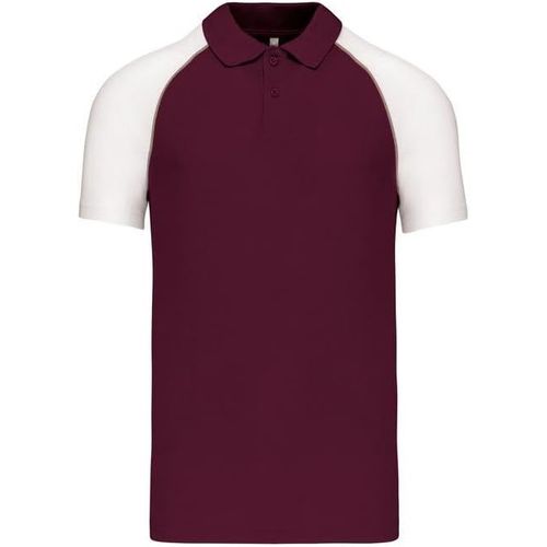Polo Base Ball Manches Courtes - Bordeaux/White, M, Homme