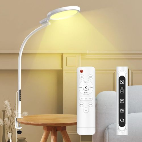 Lampe Luminothérapie(I-Clip),Plancher Rond Luminothérapie Sad,10000lux Lampe Luminothérapie,Lumière Luminothérapie Avec 5 Luminosités Réglables Et 3 Minuteries Pour Améliorer L'humeur/Lecture/Bureau