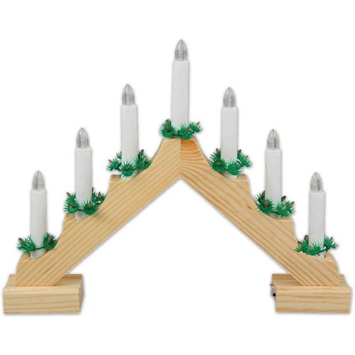Cloudds_8582092-Bougeoir De L'avent Led En Bois De Couleur Naturelle Avec 7 Bougies Led Blanc Chaud,Fonctionnement À Piles,Dimensions Env. 40 X 30 Cm,Décoration Pour Noël,Avent