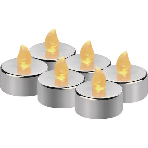 Cloudds_Lot De 6 Bougies Chauffe-Plat Led Argentées Sans Flamme Avec Effet Vacillant,Décoration Pour Noël,Arbre De Noël,Toussaint,Ip20 Pour L'intérieur,Avec Batterie,Blanc Chaud Dccv12