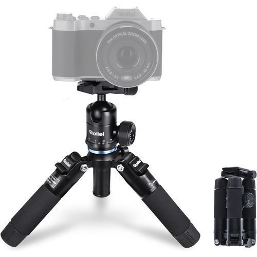 CLOUDDS_Compact Traveler Mini M1,Mini Trepied Apparei Photo En Aluminium 49Cm Trépied De Voyage Léger Petit Trépied De Table Avec Rotule Arca Swiss Pour Dslr Noir,Mini-Trepied-Apparei-Photo-Tripod