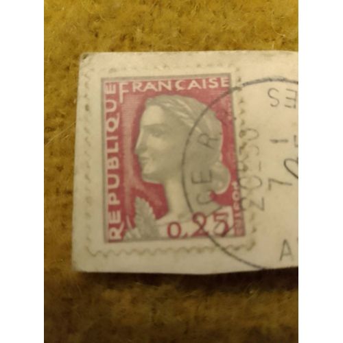 Timbre Oblitéré République Française 0,25 Marianne Gris.