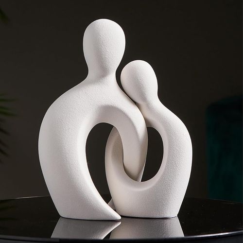 Ytseazn-Sculpture Romantique En Céramique Blanche Pour La Décoration Intérieure-Statue D'amoureux Abstraite Moderne Pour Le Salon,Le Bureau Et La Chambre À Coucher