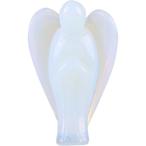 ytseazn-Magnifique Statue D'Ange Gardien De Poche En Cristal Opale Naturelle De 3,8cm,Sur Pied Pour Décoration De Noël,Festival,Décoration D'Intérieur,Ornement